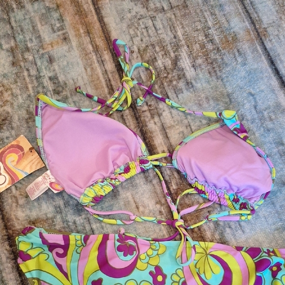 OP Purple and Green Swirl Bikini. Excellent Condition NWT Size LARGE 11/13 - Picture 6 of 7